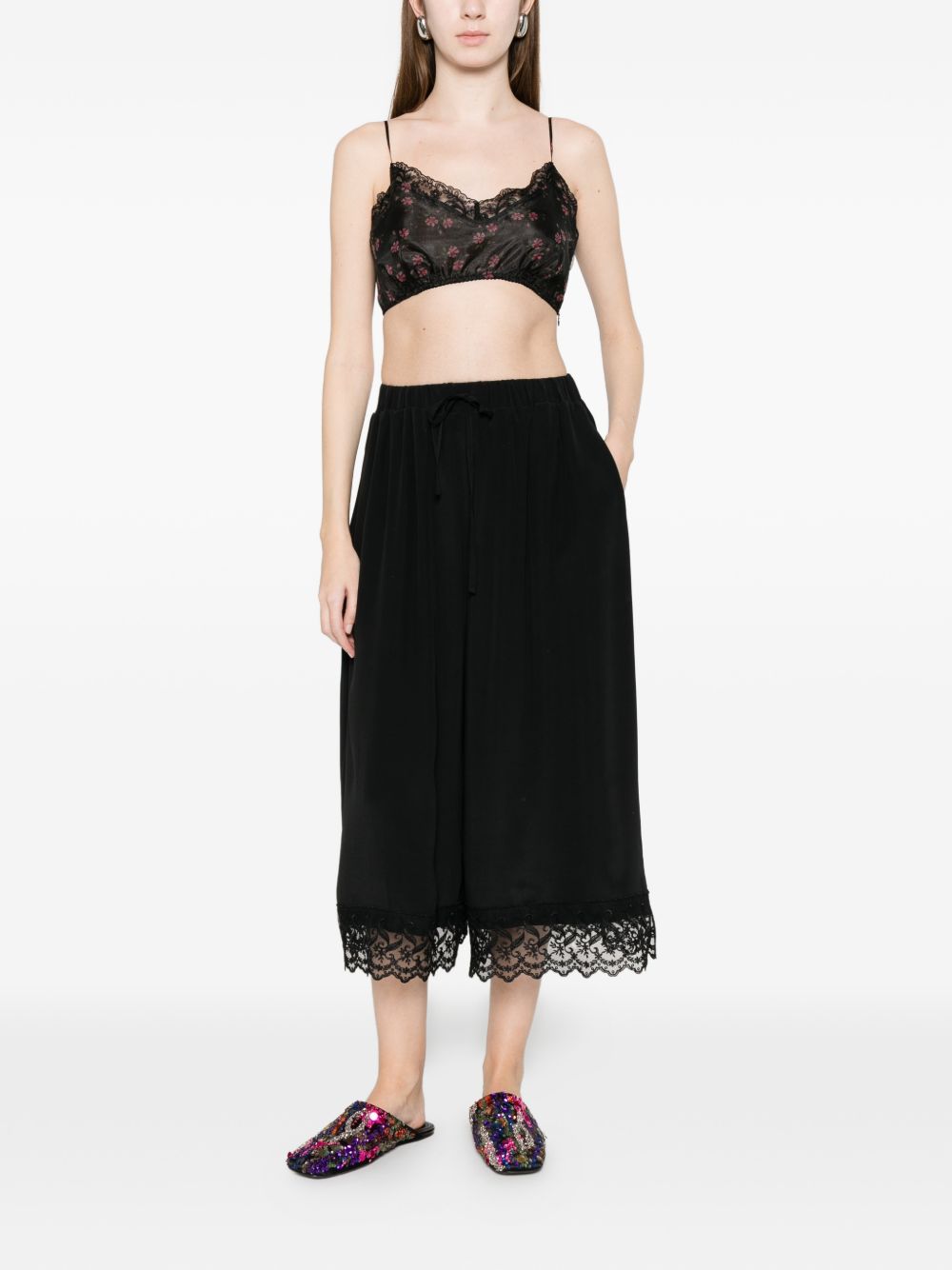 Top corto in pizzo floreale in nero Simone rocha - donna 