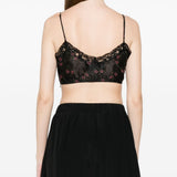 Top corto in pizzo floreale in nero Simone rocha - donna 