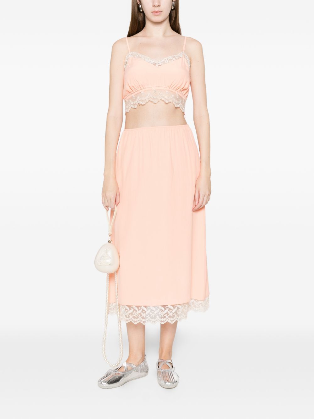 Gonna midi con orlo in pizzo rosa Simone Rocha - donna 