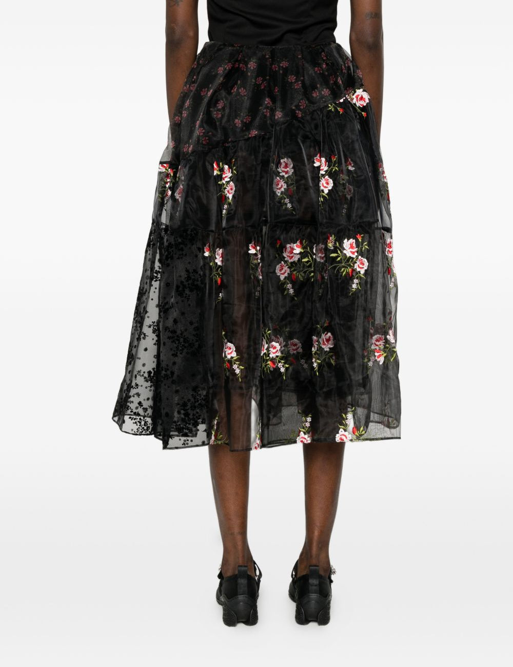 Gonna midi a fiori in nero Simone Rocha - donna 
