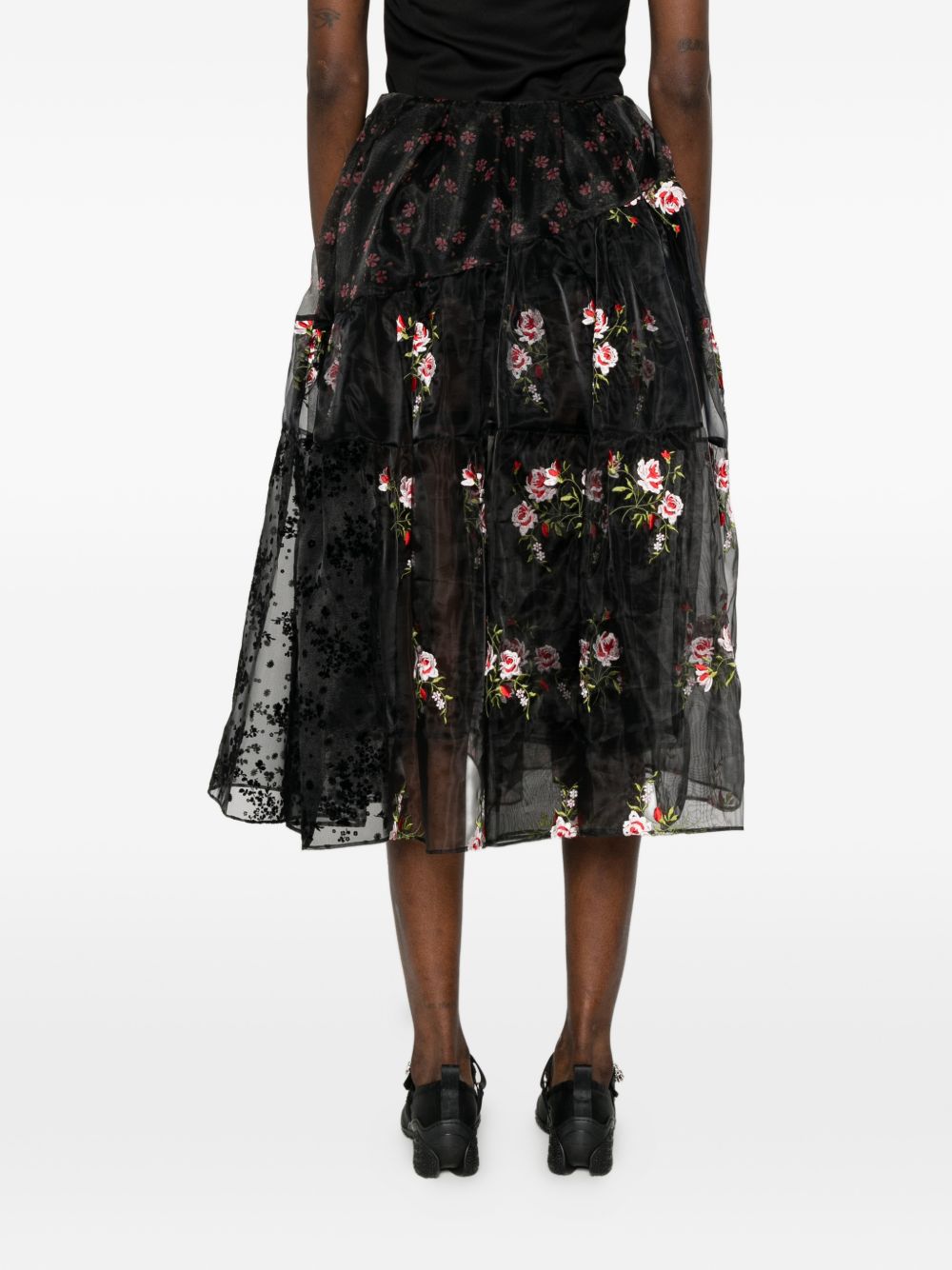 Gonna midi a fiori in nero Simone Rocha - donna 