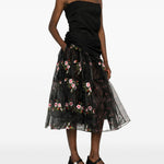 Gonna midi a fiori in nero Simone Rocha - donna 