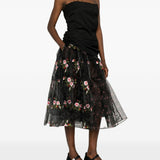 Gonna midi a fiori in nero Simone Rocha - donna 