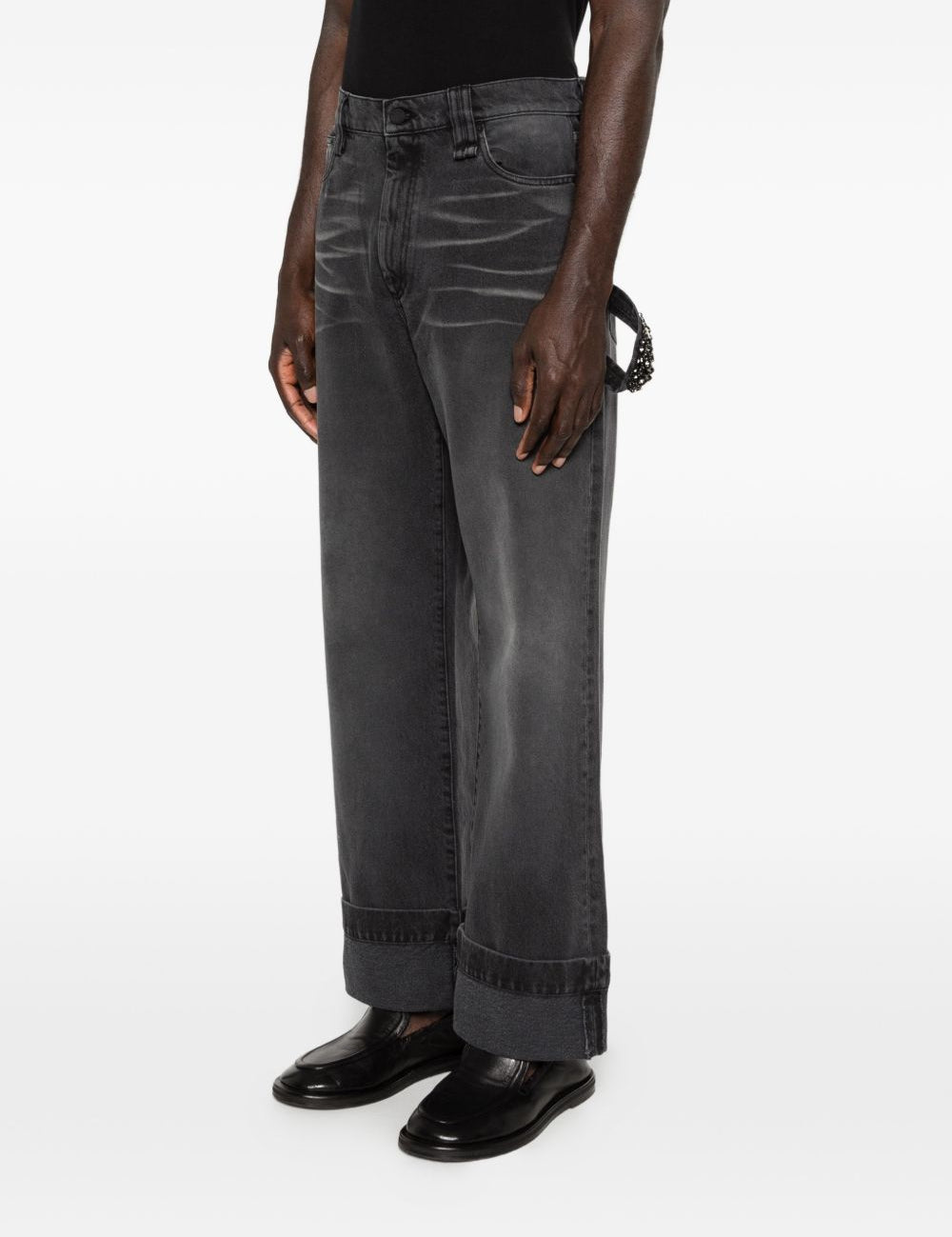 Jeans con risvolto in grigio Simone rocha - uomo 