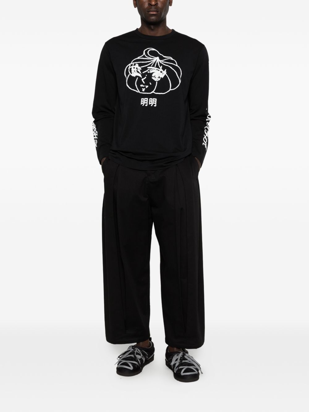T-shirt a manica lunga stampata in nero Simone rocha - uomo 
