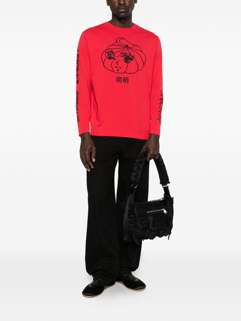 T-shirt a manica lunga stampata in rosso Simone rocha - uomo 