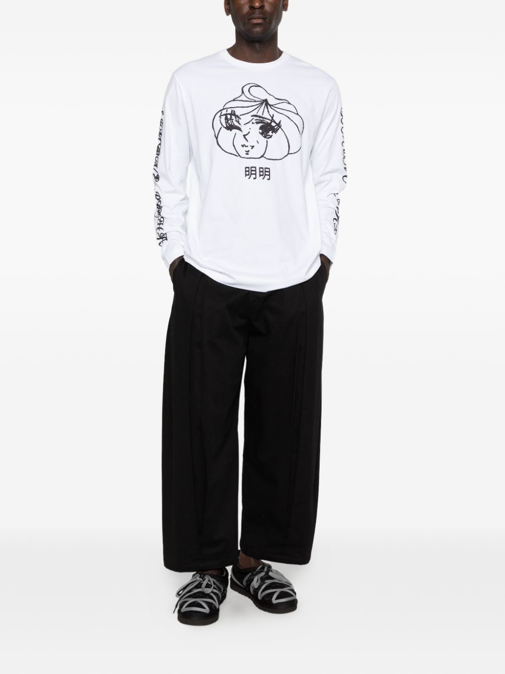 T-shirt a manica lunga stampata in bianco Simone rocha - uomo 