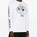 T-shirt a manica lunga stampata in bianco Simone rocha - uomo 