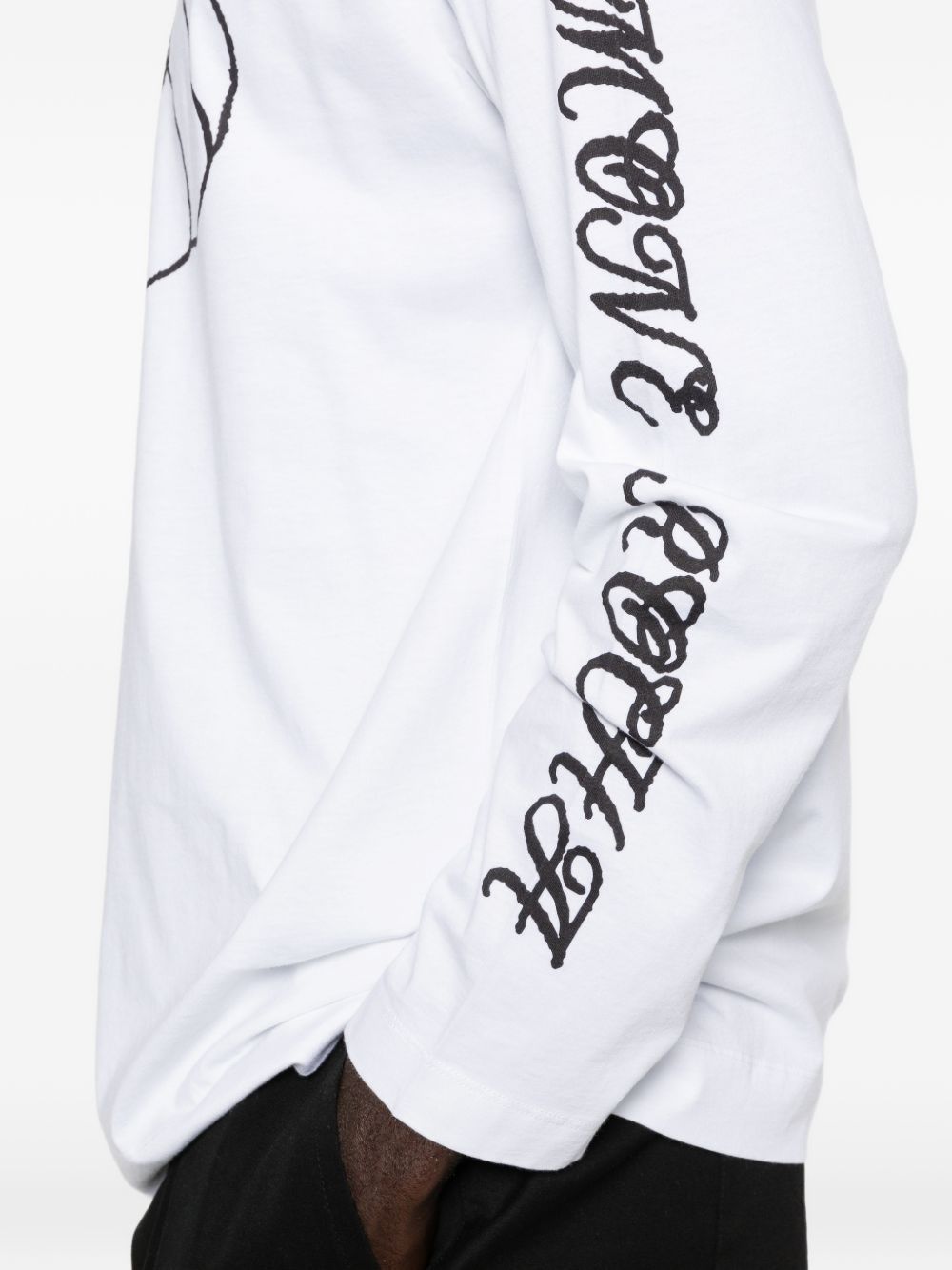 T-shirt a manica lunga stampata in bianco Simone rocha - uomo 
