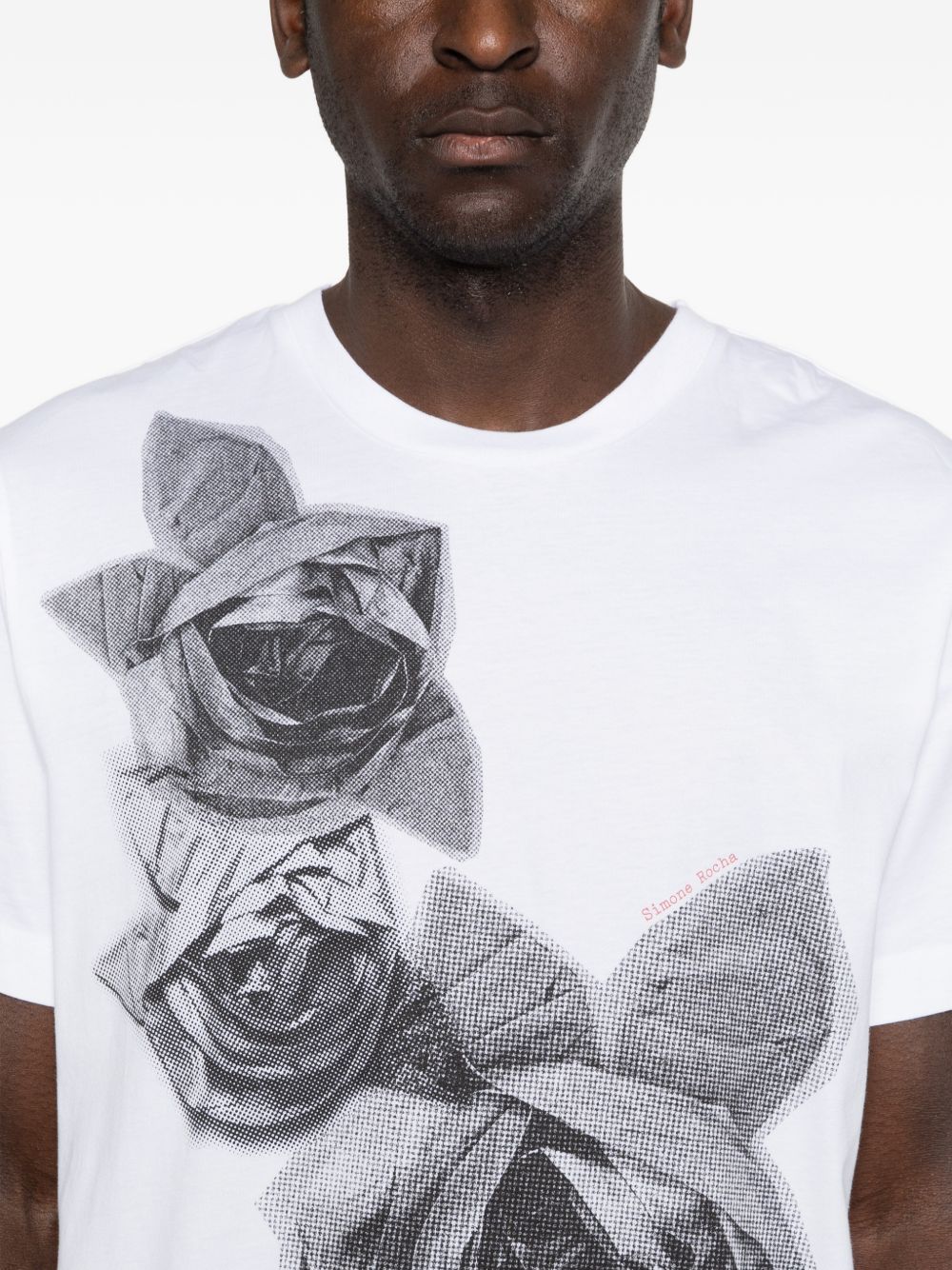 T-shirt con stampa floreale in bianco Simone rocha - uomo 