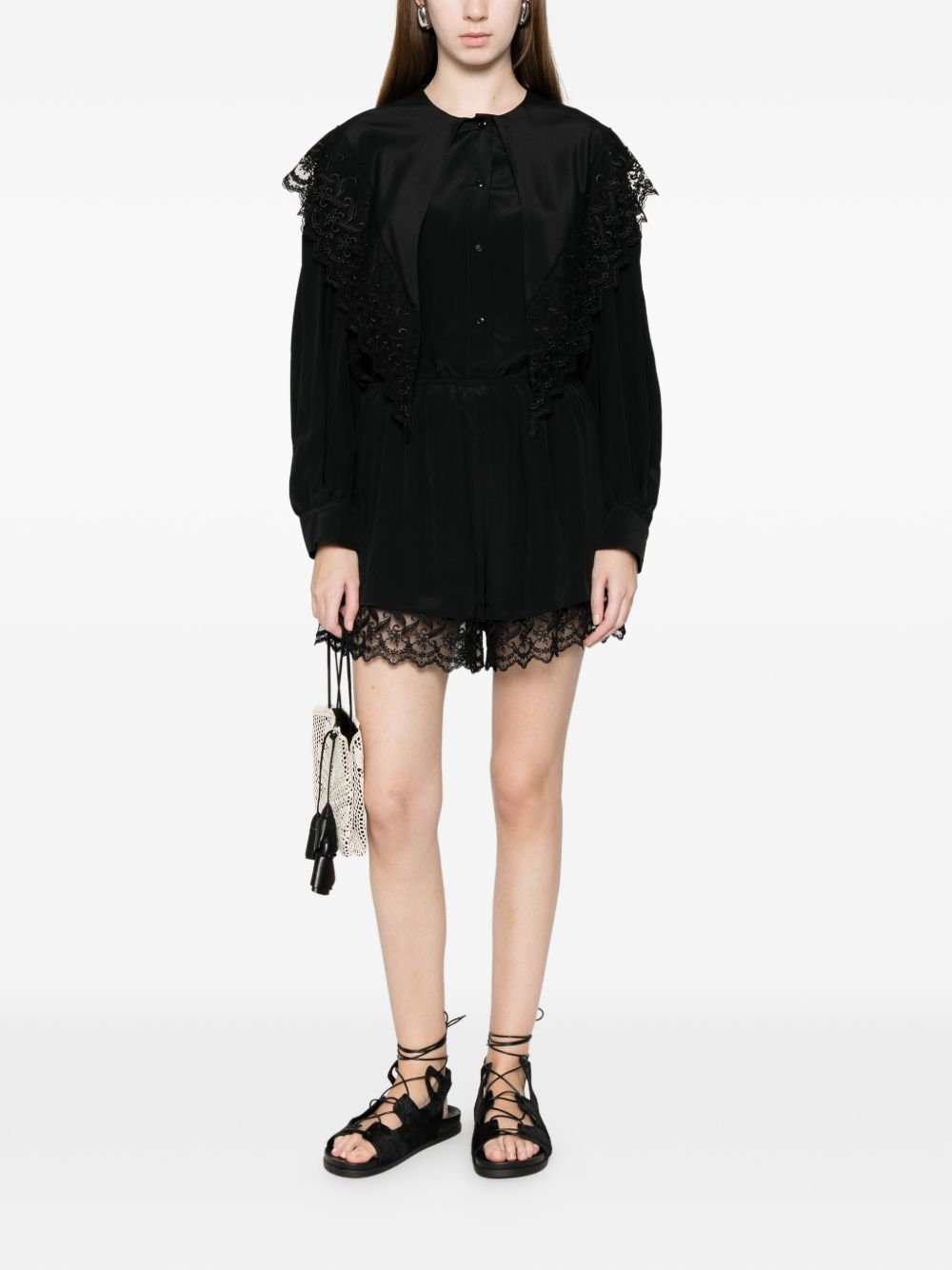 Camicia con rifinitura in pizzo in nero Simone rocha - donna 