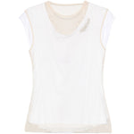 T-shirt a strati in pizzo in bianco e beige Simone rocha - donna 