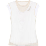 T-shirt a strati in pizzo in bianco e beige Simone rocha - donna 