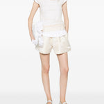 T-shirt a strati in pizzo in bianco e beige Simone rocha - donna 
