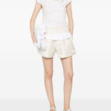 T-shirt a strati in pizzo in bianco e beige Simone rocha - donna 