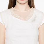 T-shirt a strati in pizzo in bianco e beige Simone rocha - donna 