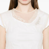 T-shirt a strati in pizzo in bianco e beige Simone rocha - donna 
