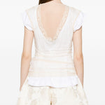 T-shirt a strati in pizzo in bianco e beige Simone rocha - donna 