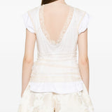 T-shirt a strati in pizzo in bianco e beige Simone rocha - donna 