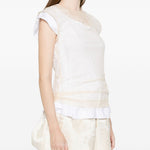 T-shirt a strati in pizzo in bianco e beige Simone rocha - donna 