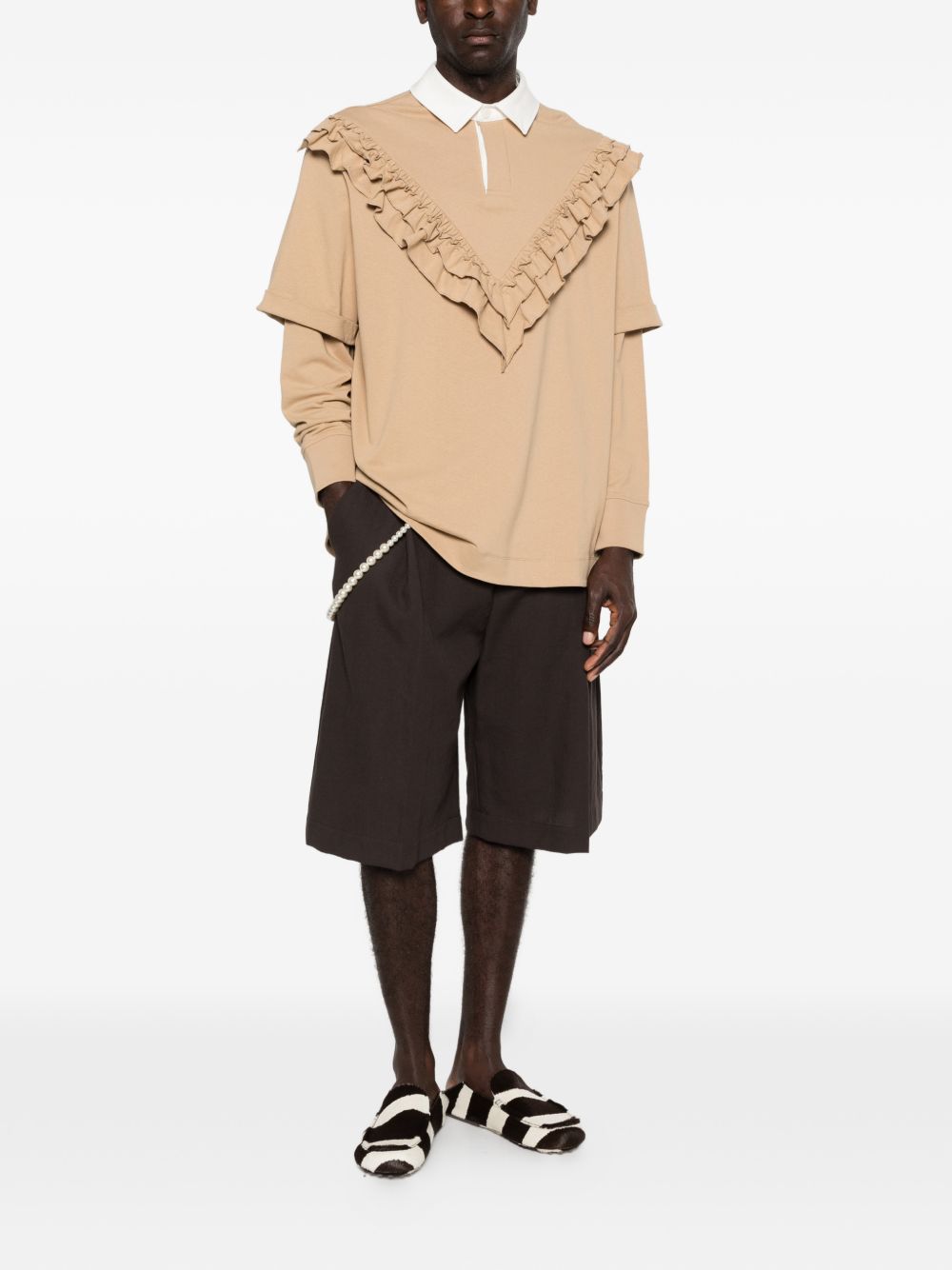 Polo con dettagli a volant in beige Simone rocha - uomo 