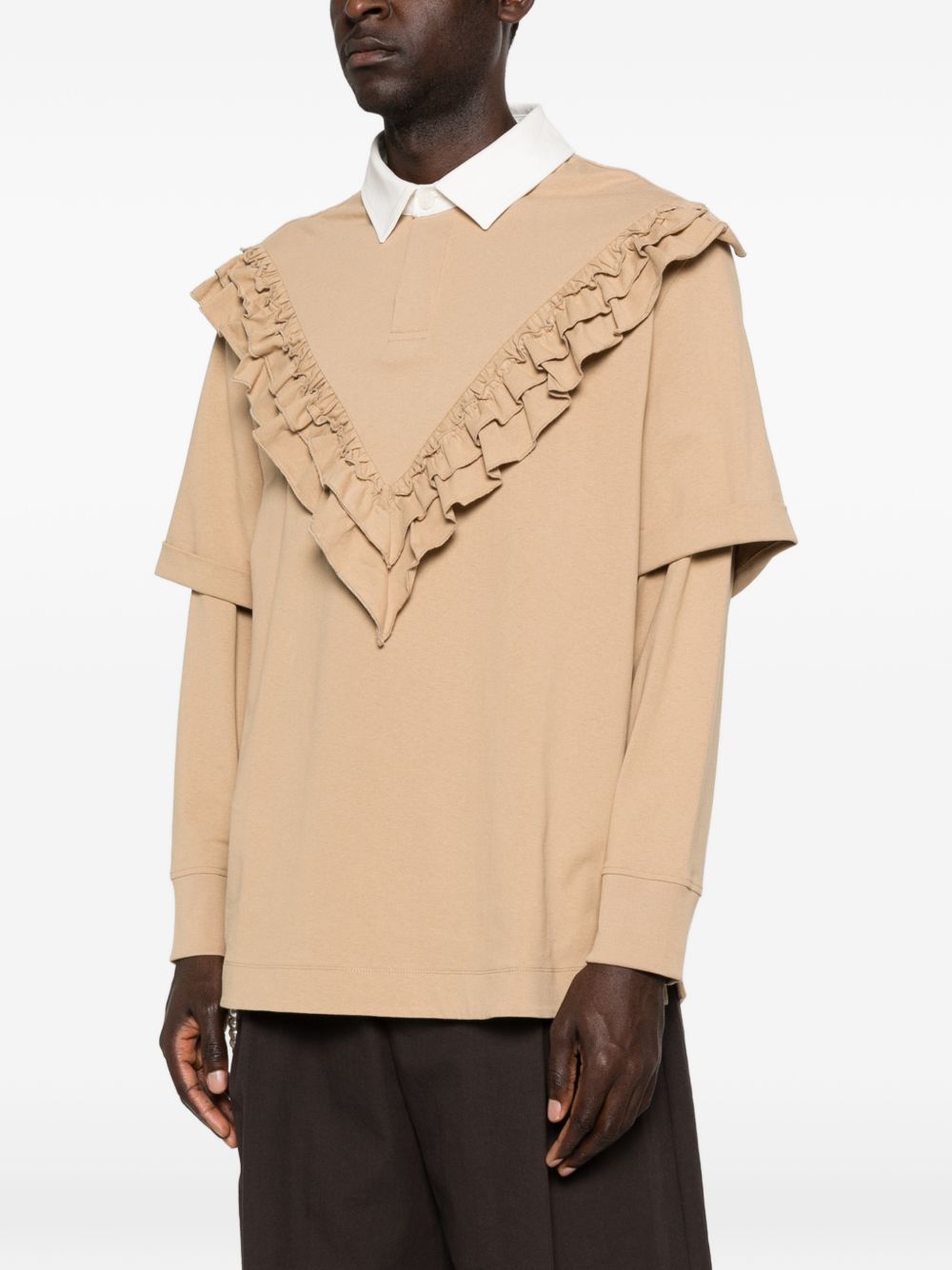 Polo con dettagli a volant in beige Simone rocha - uomo 