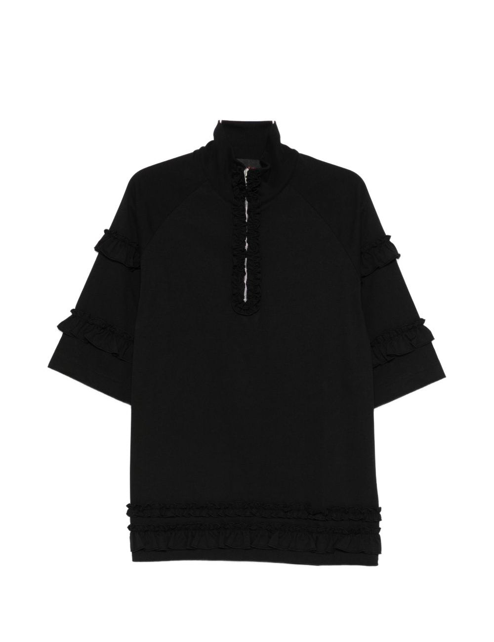 T-shirt con mezza zip e dettaglio a volant in nero Simone rocha - uomo 