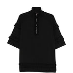 T-shirt con mezza zip e dettaglio a volant in nero Simone rocha - uomo 
