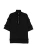 Men's black Simone Rocha half-zip T-shirt with ruffle detail