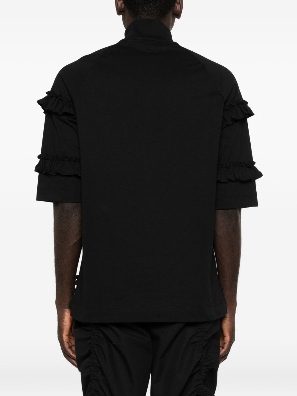 T-shirt con mezza zip e dettaglio a volant in nero Simone rocha - uomo 