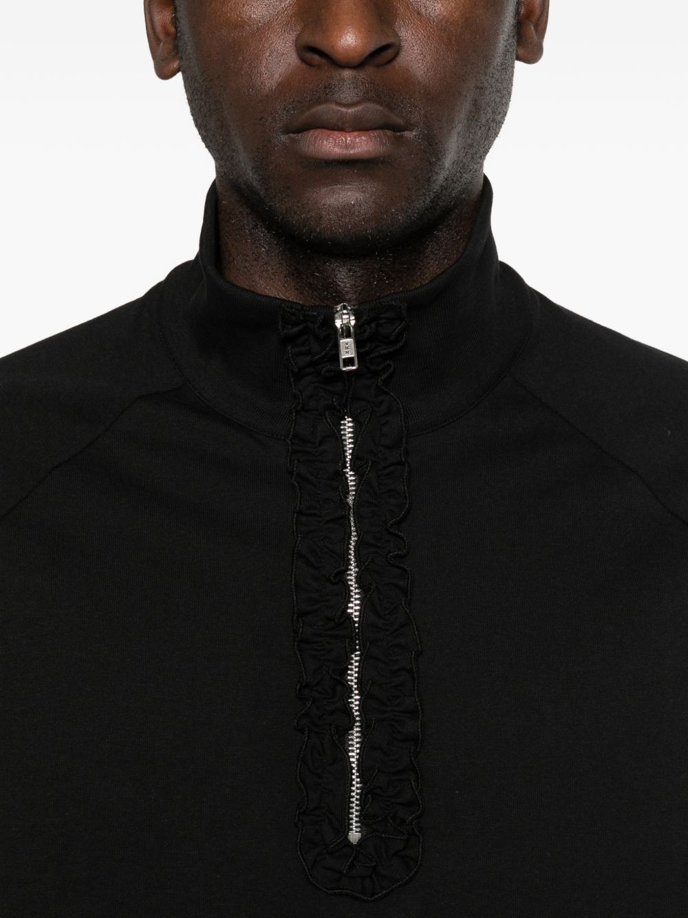 T-shirt con mezza zip e dettaglio a volant in nero Simone rocha - uomo 