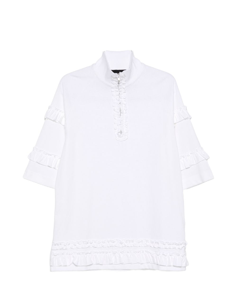 T-shirt con mezza zip e dettaglio a volant in bianco Simone rocha - uomo 