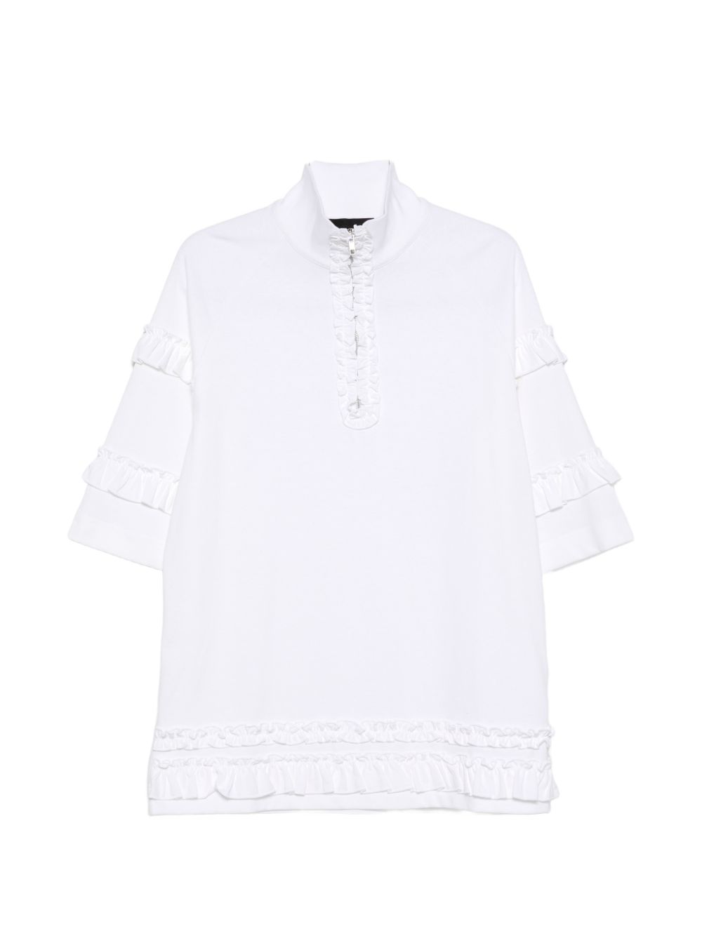 T-shirt con mezza zip e dettaglio a volant in bianco Simone rocha - uomo 