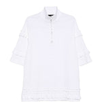 T-shirt con mezza zip e dettaglio a volant in bianco Simone rocha - uomo 
