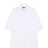 T-shirt con mezza zip e dettaglio a volant in bianco Simone rocha - uomo 