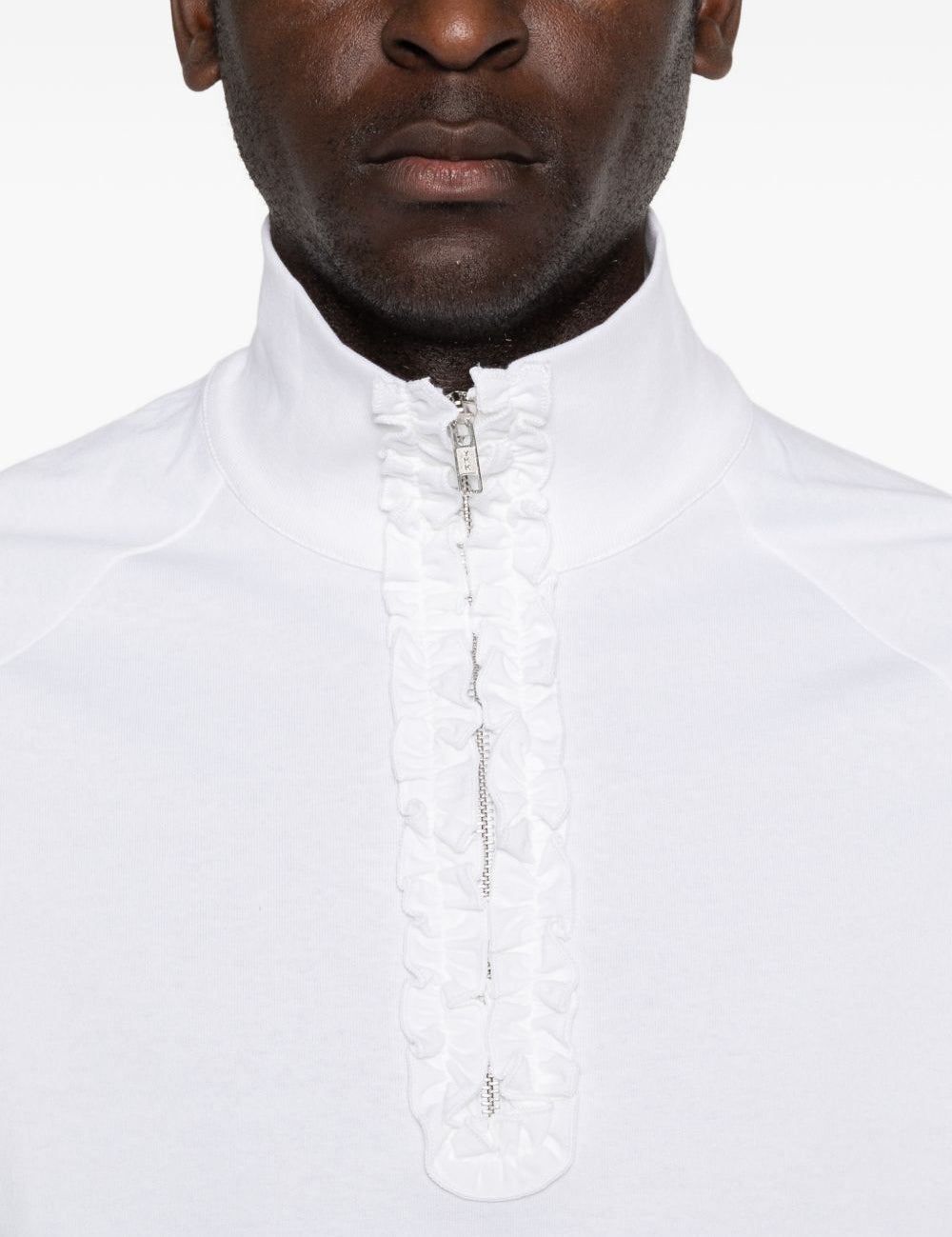 T-shirt con mezza zip e dettaglio a volant in bianco Simone rocha - uomo 