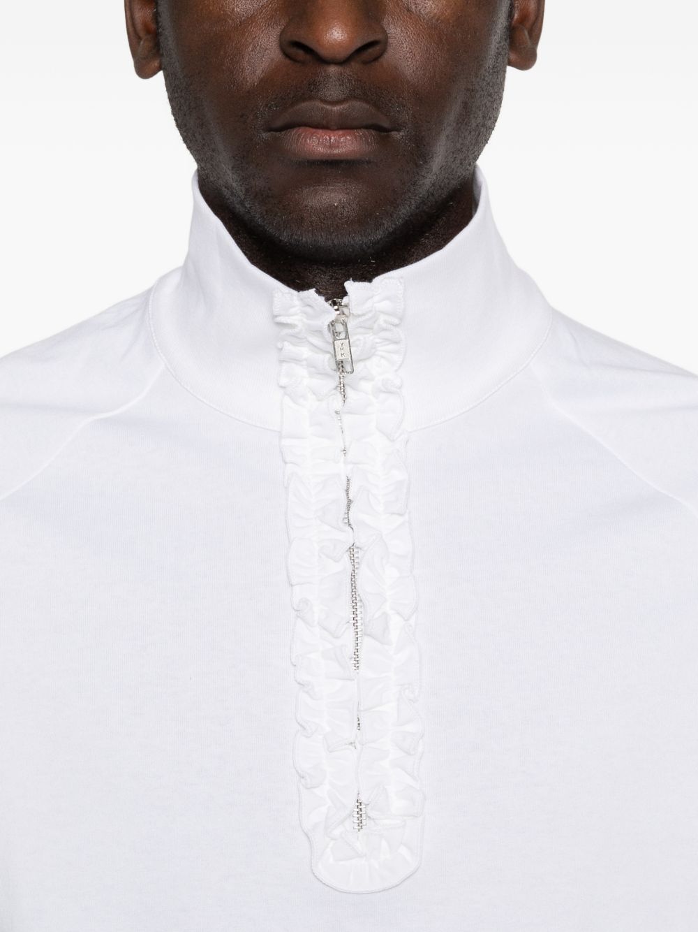 T-shirt con mezza zip e dettaglio a volant in bianco Simone rocha - uomo 