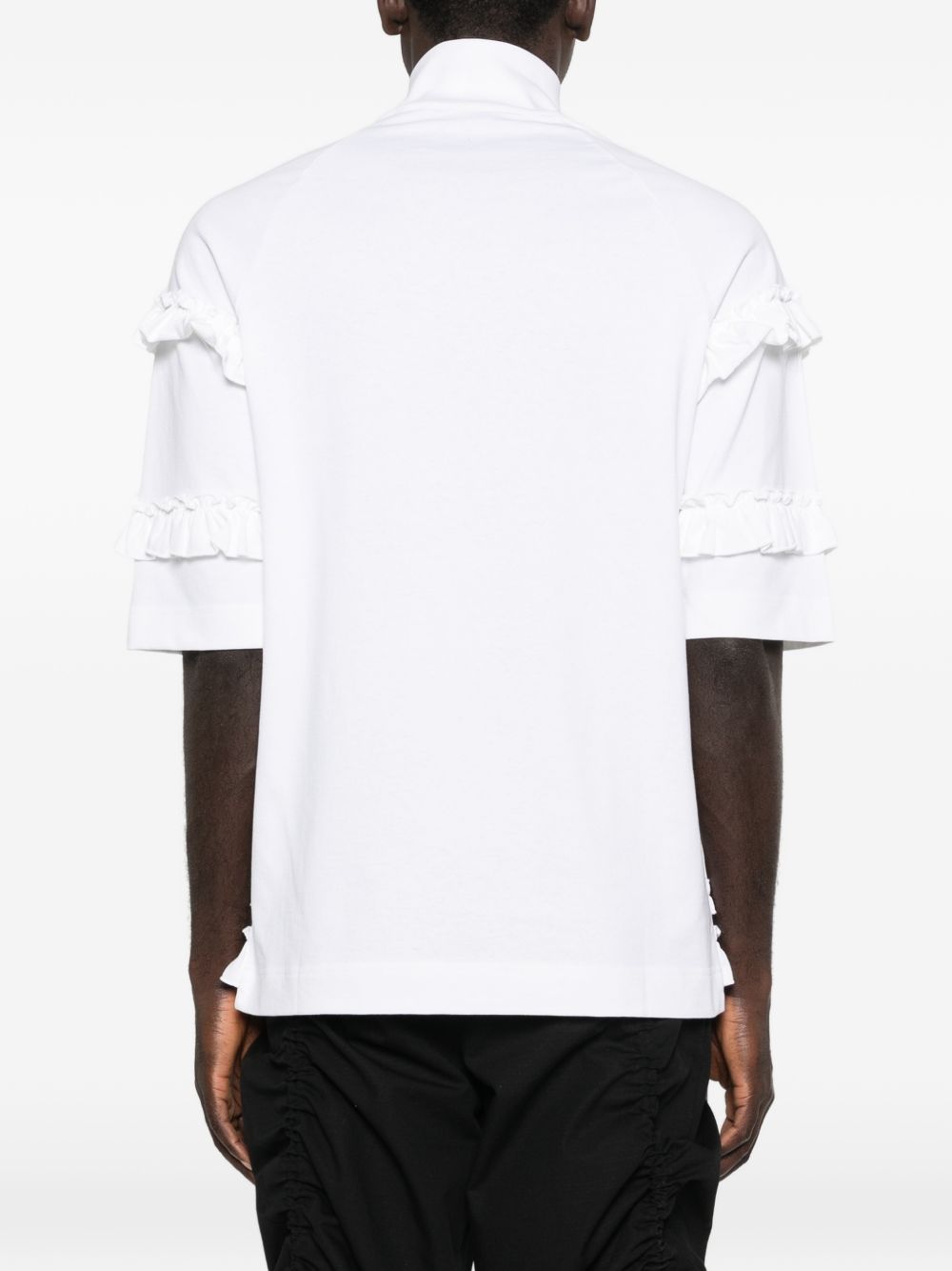 T-shirt con mezza zip e dettaglio a volant in bianco Simone rocha - uomo 
