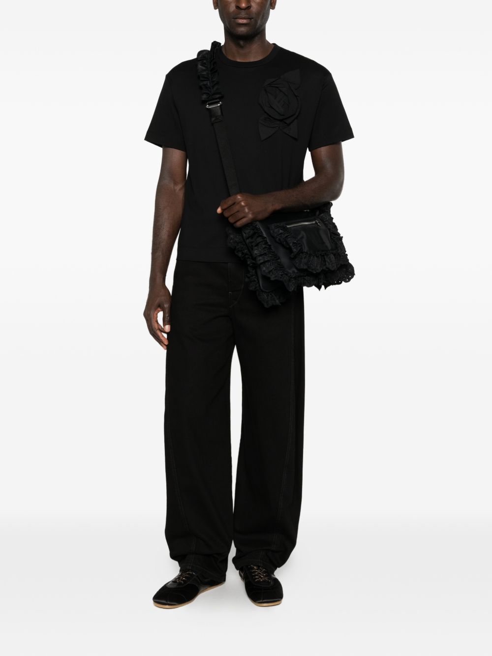 T-shirt con applicazioni di fiori in nero Simone rocha - uomo 