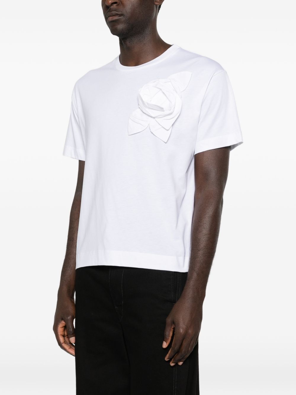 T-shirt con applicazioni di fiori in bianco Simone rocha - uomo 