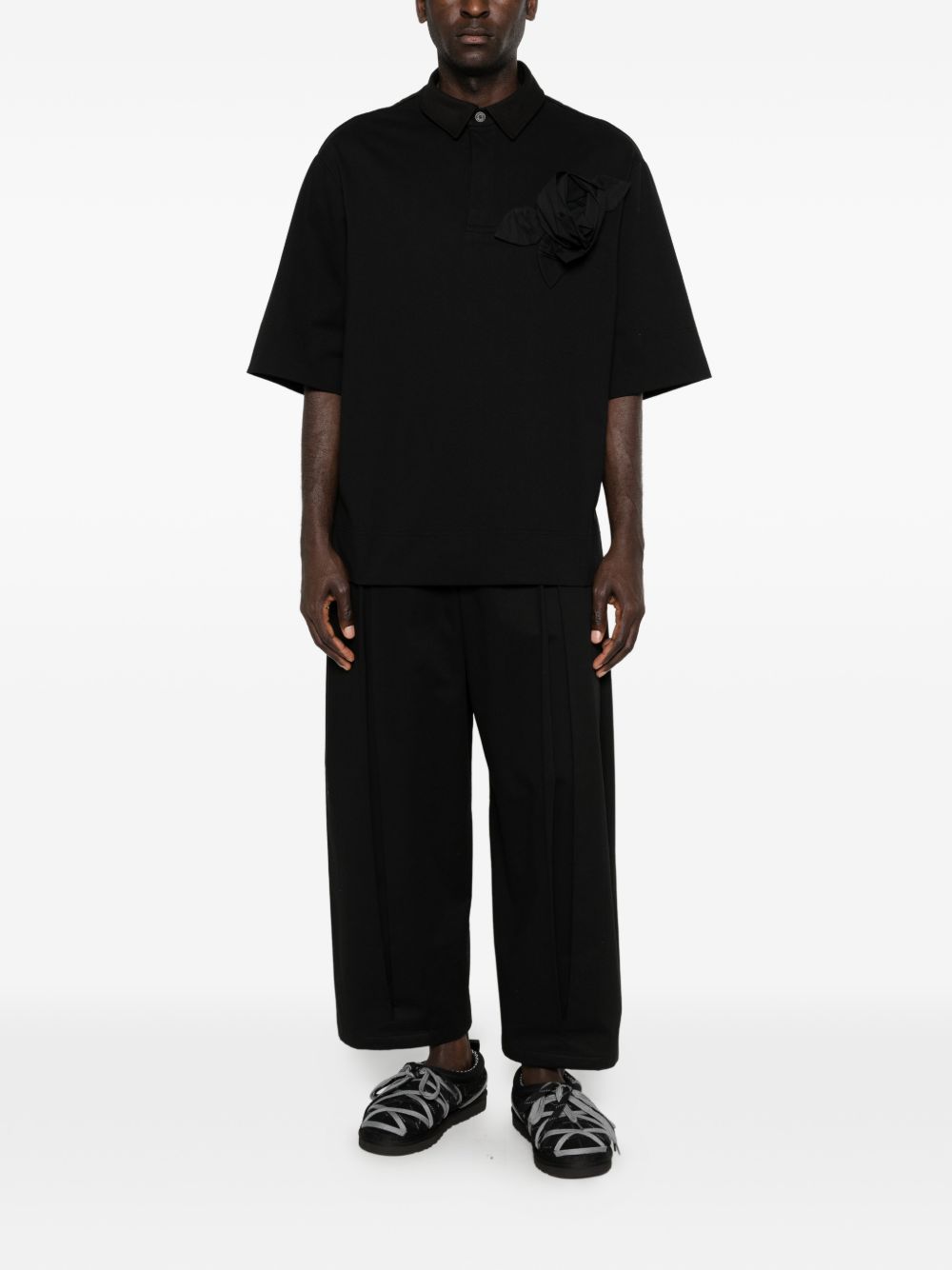 Polo con applicazioni di fiori in nero Simone rocha - uomo 