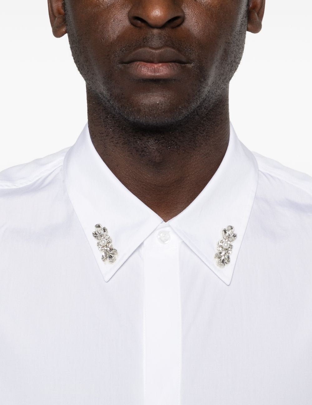 Camicia con decorazione di cristalli in bainco Simone rocha - uomo 