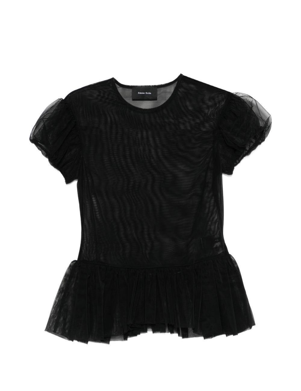 Top con maniche a sbuffo e volant in nero Simone rocha - donna 