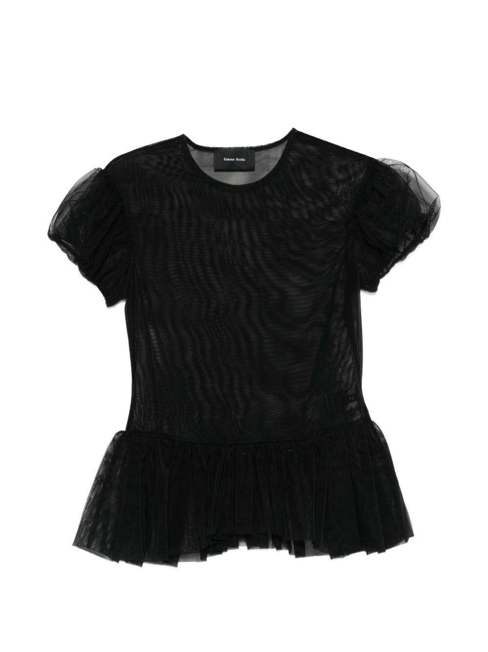 Top con maniche a sbuffo e volant in nero Simone rocha - donna 