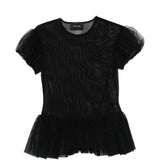 Top con maniche a sbuffo e volant in nero Simone rocha - donna 
