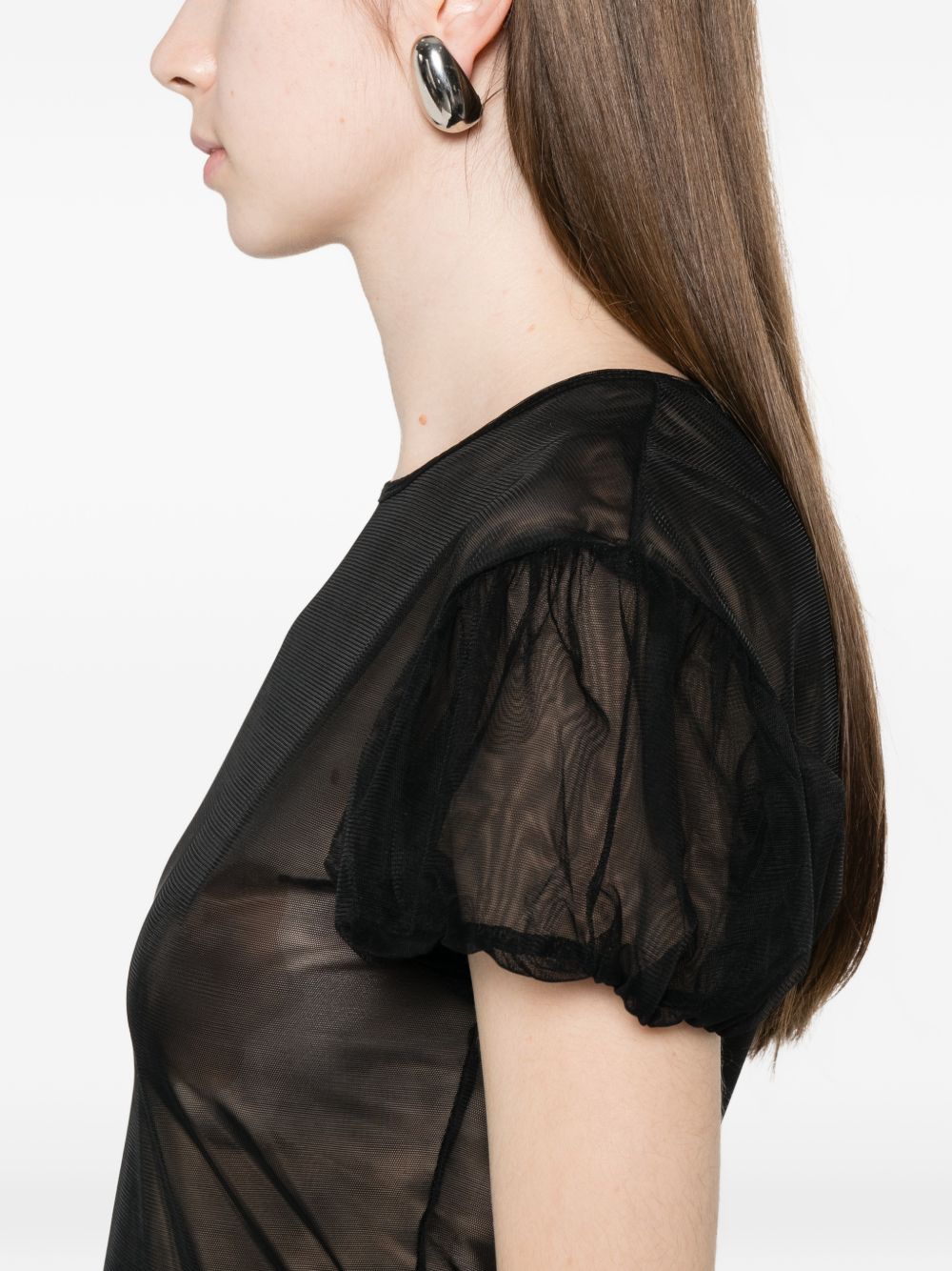 Top con maniche a sbuffo e volant in nero Simone rocha - donna 
