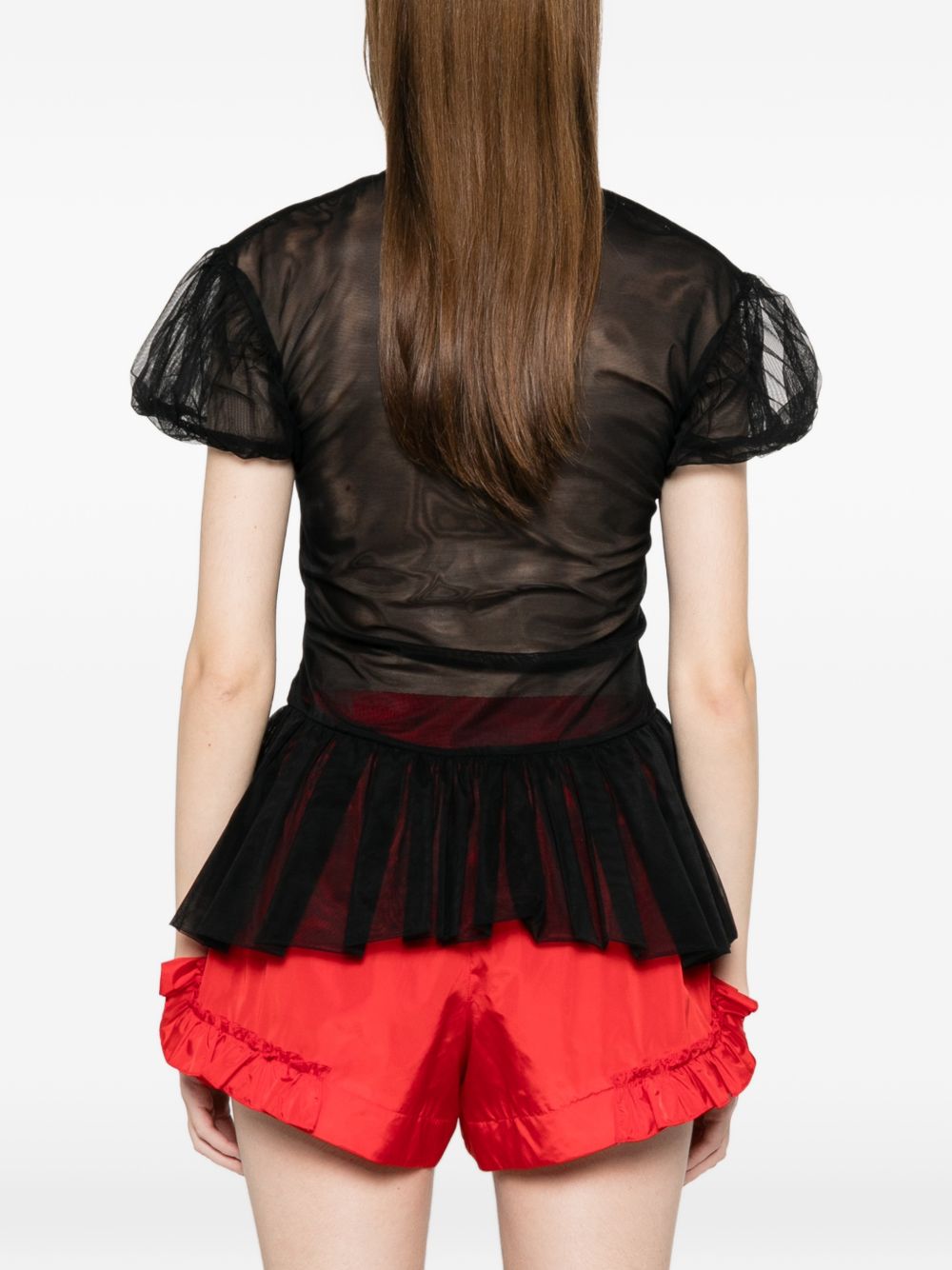 Top con maniche a sbuffo e volant in nero Simone rocha - donna 