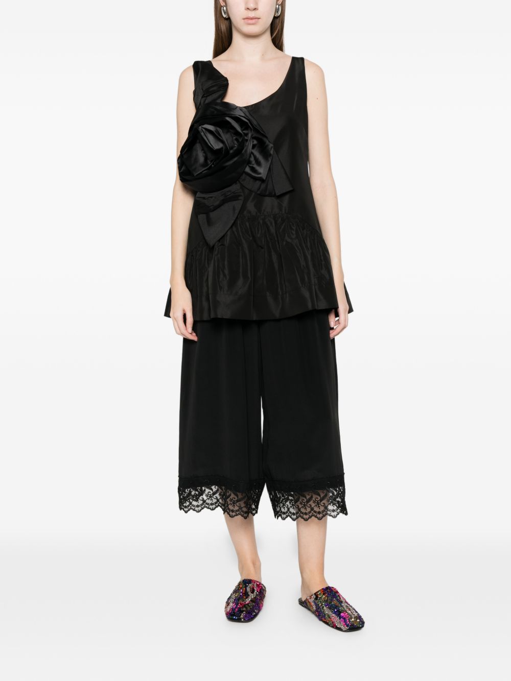 Top con applicazione a fiori in nero Simone rocha - donna 