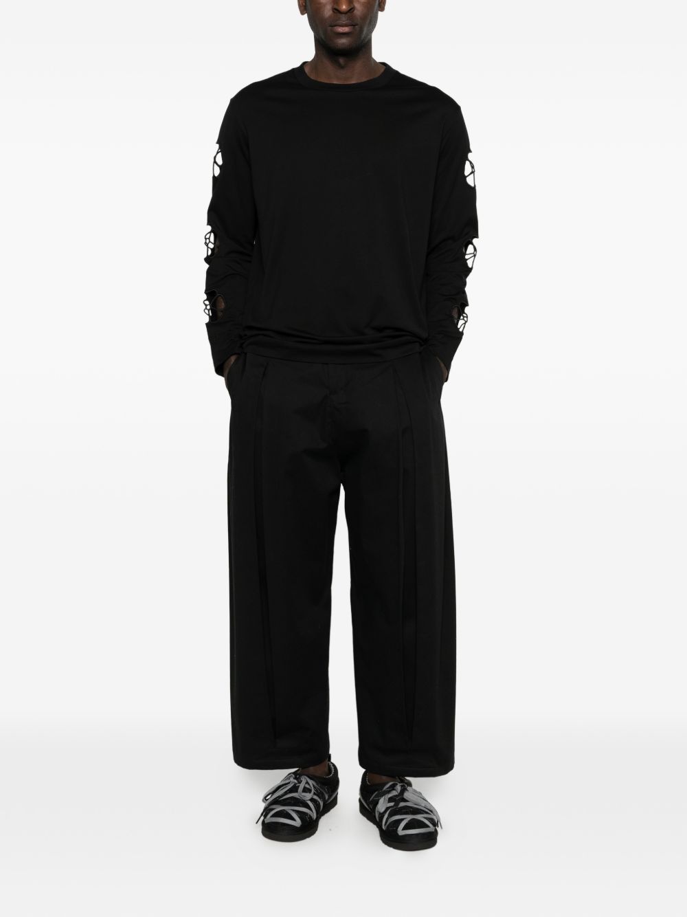 T-shirt a manica lunga con taglio in nero Simone rocha - uomo 