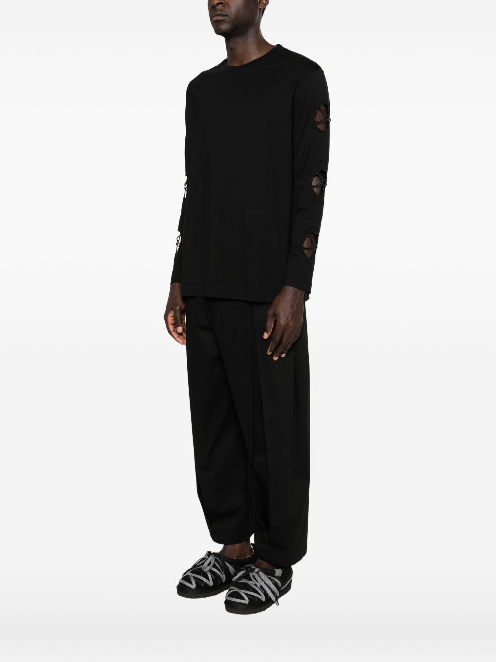 T-shirt a manica lunga con taglio in nero Simone rocha - uomo 